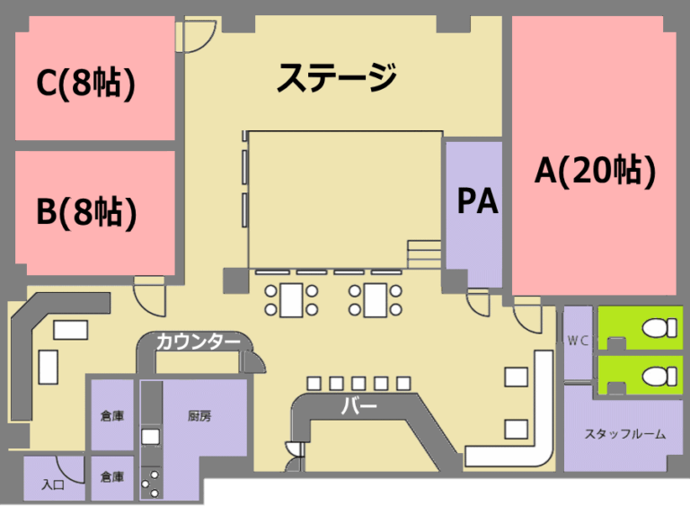 ライブハウス 写真とレイアウト
